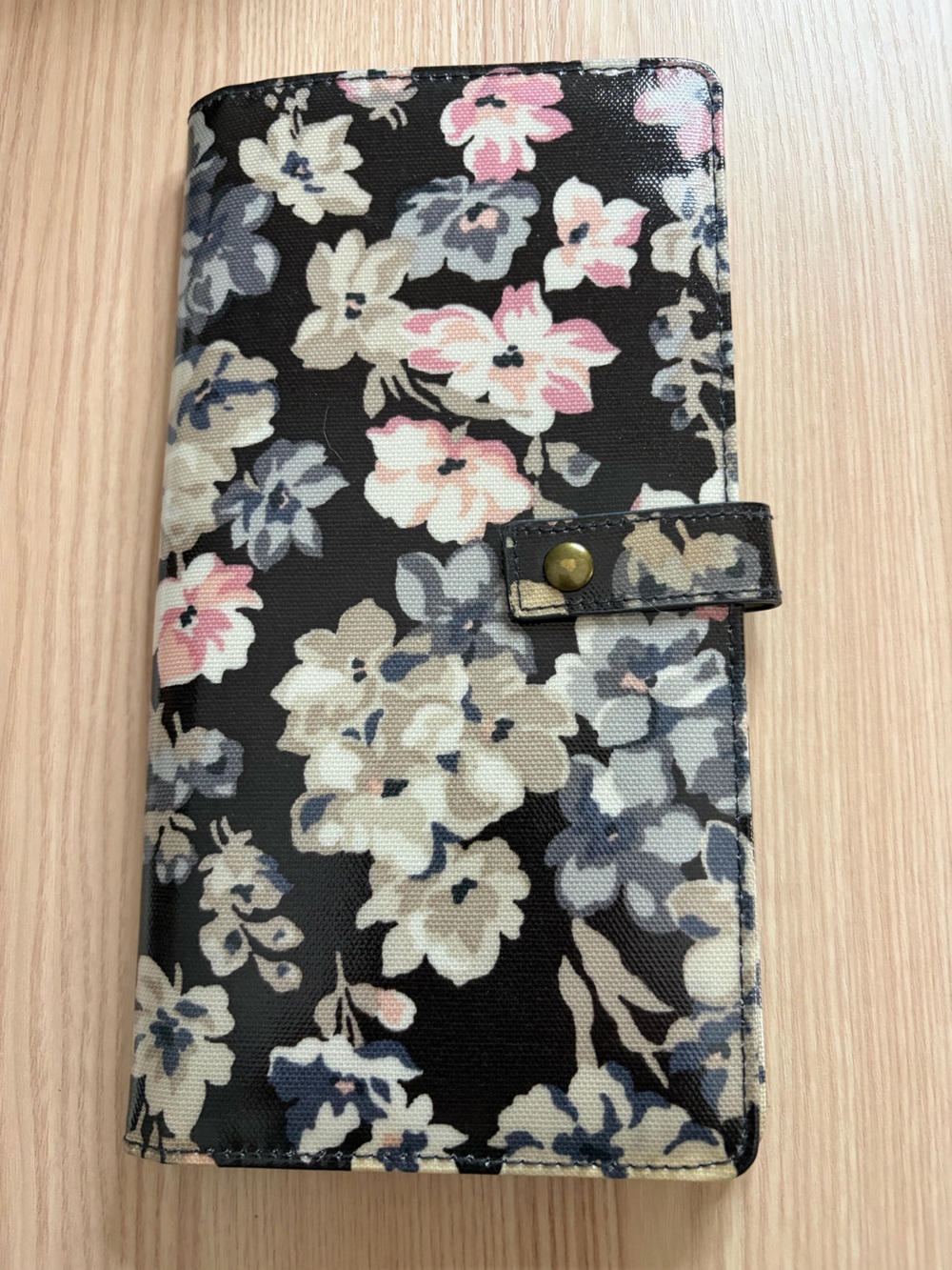 Cath Kidston Travel Passport Wallet - Black White & Pink Spring Floral